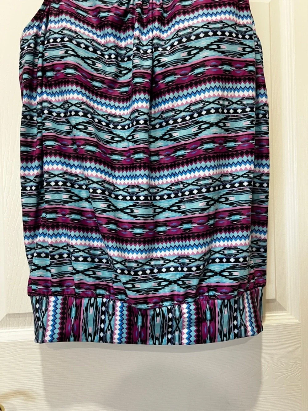 Blouson Tankini Top Swimsuit Adjustable Straps Plus Size XXXL Asymmetrical Print